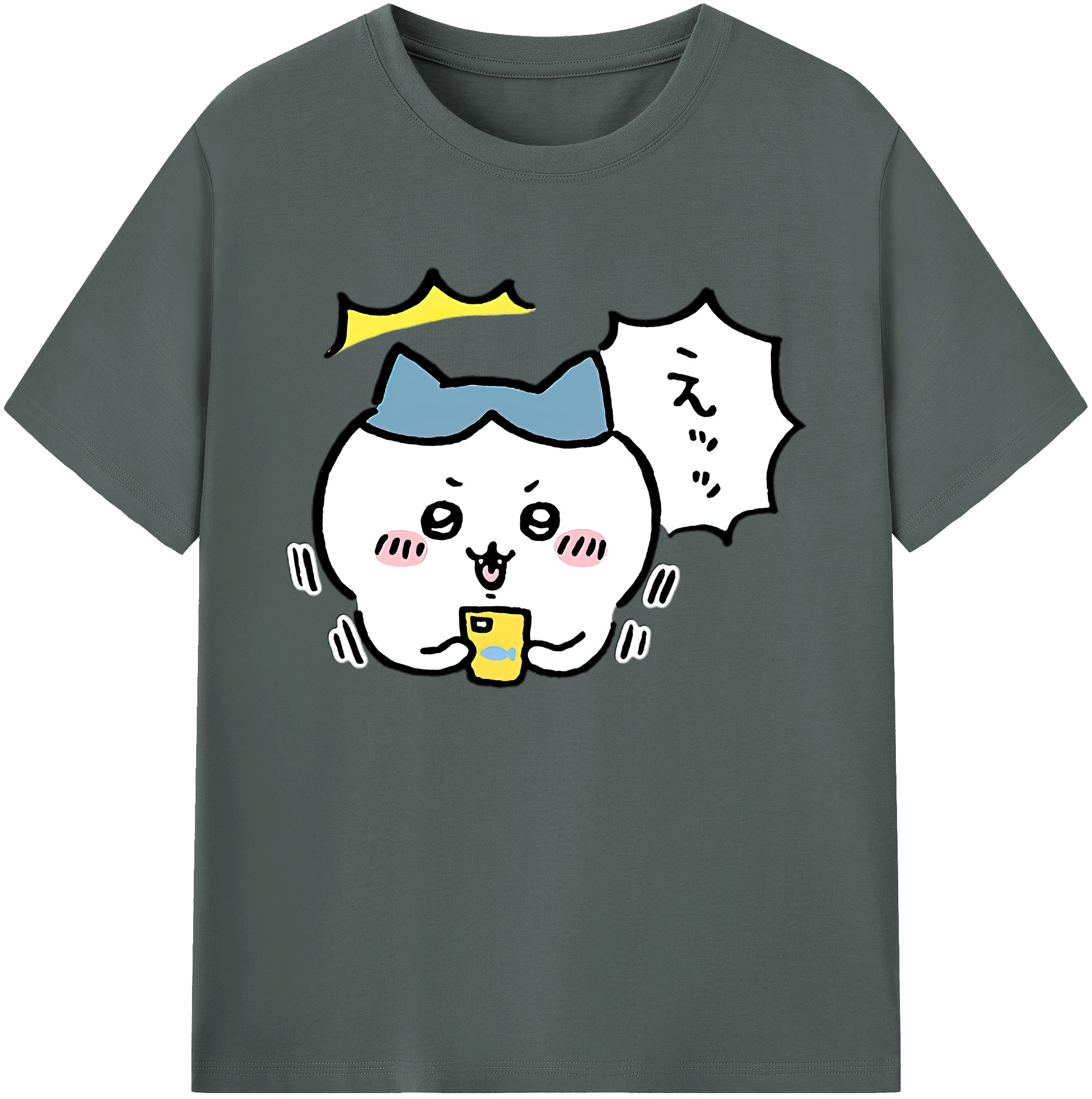 （画像用） ちいかわ ハチワレ Chii-kawa hachiware 綿100％ メンズ半袖Tシャツ｜肌触りやわらか＆通気性